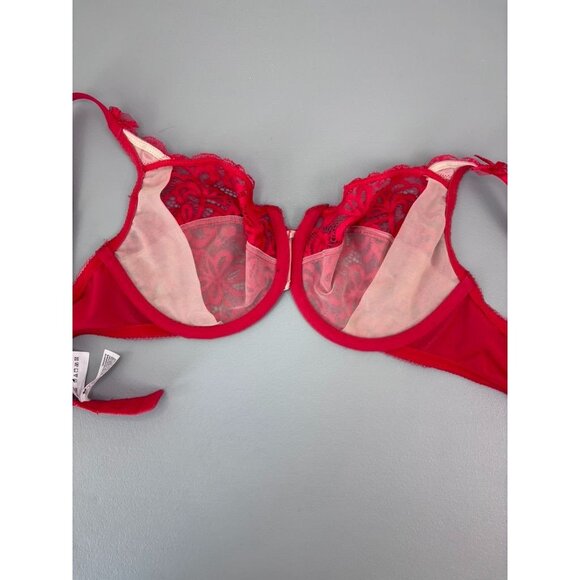 Wacoal women's 34D red all dressed up lace underwire bra lingerie unlined - Picture 6 of 7